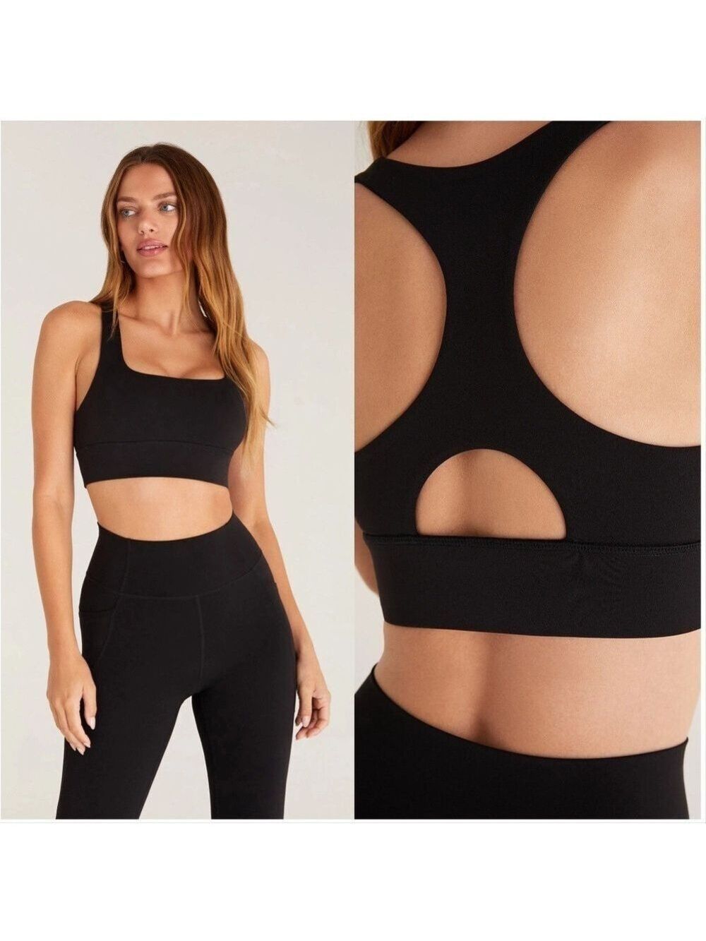 Z Supply Elevate Tank Sports Bra Keyhole Back Details XS Ribbed